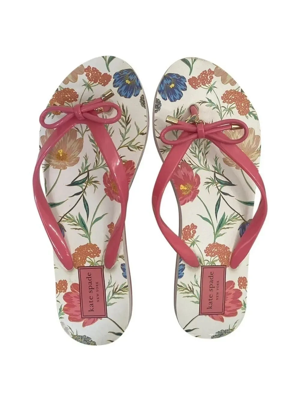 Kate Spade Nova Floral Print With Bow Flip Flop Sandals